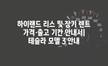 하이랜드 리스 및 장기 렌트 가격·출고 기간 안내서| 테슬라 모델 3 안내