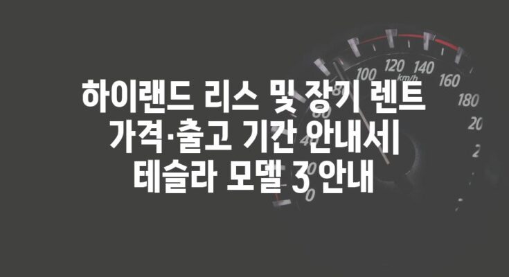 하이랜드 리스 및 장기 렌트 가격·출고 기간 안내서| 테슬라 모델 3 안내