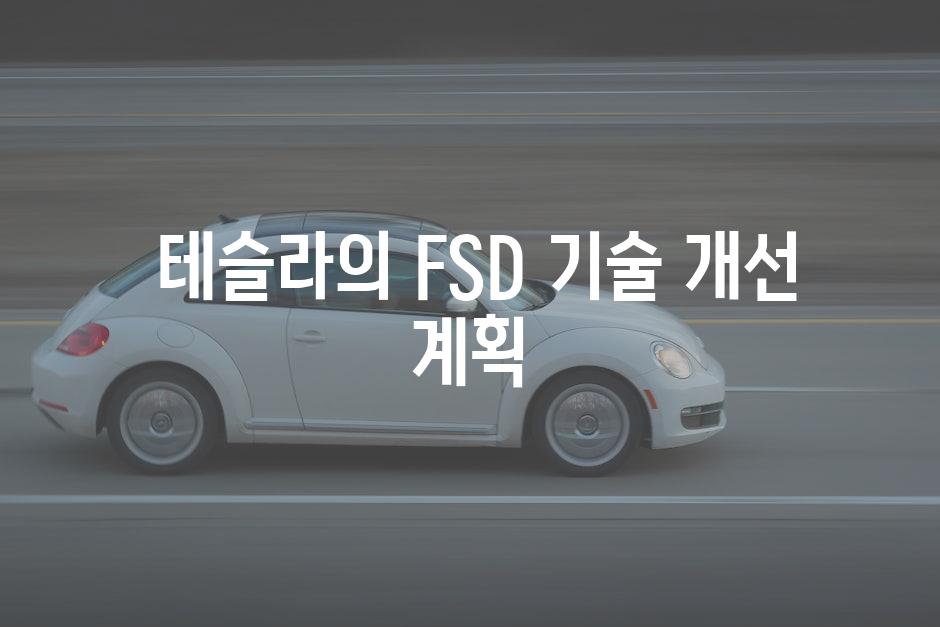  테슬라의 FSD 기술 개선 계획