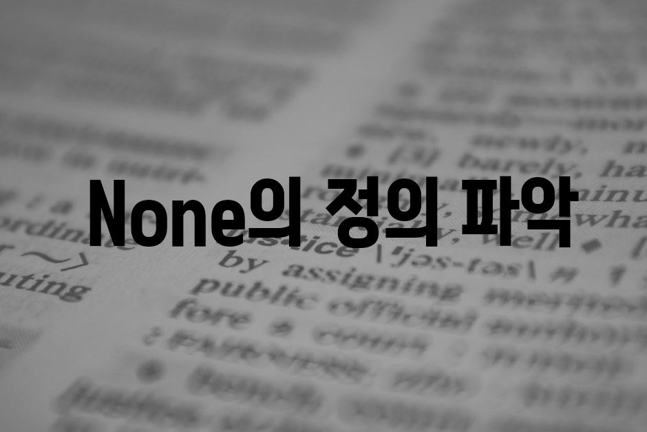  None의 정의 파악