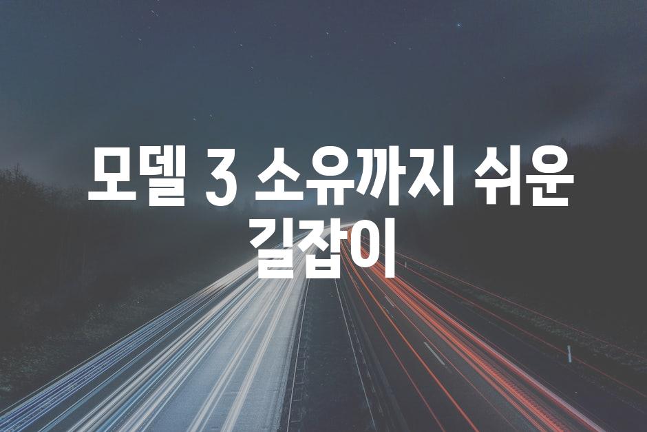  모델 3 소유까지 쉬운 길잡이