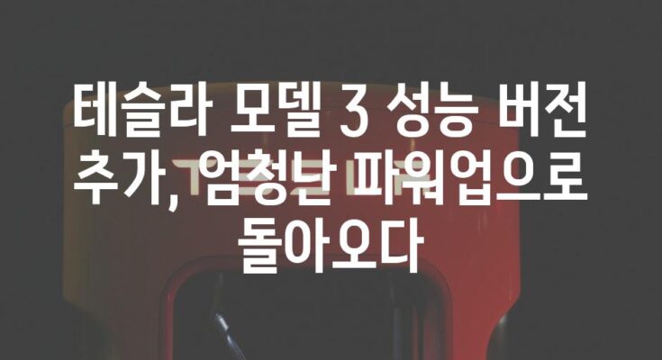 테슬라 모델 3 성능 버전 추가, 엄청난 파워업으로 돌아오다