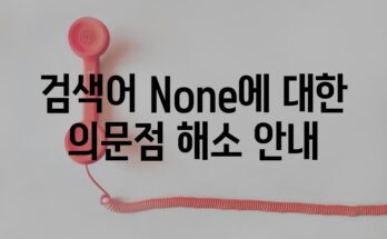 검색어 None에 대한 의문점 해소 안내