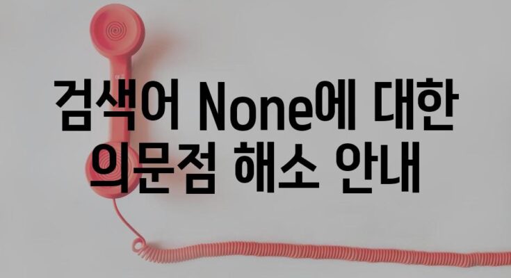 검색어 None에 대한 의문점 해소 안내