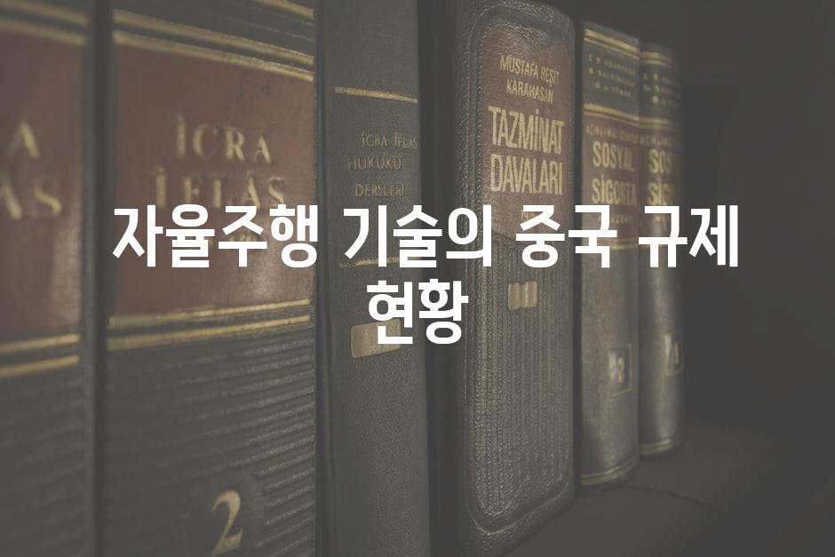  자율주행 기술의 중국 규제 현황