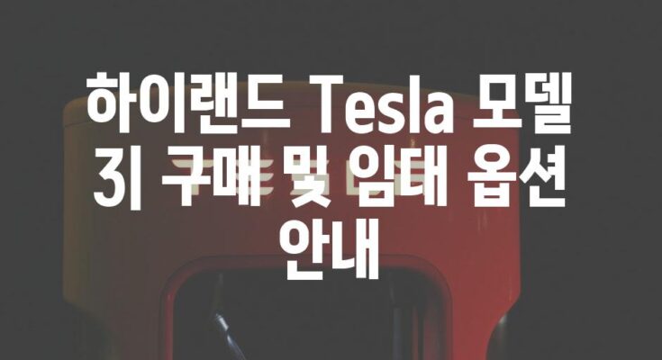 하이랜드 Tesla 모델 3| 구매 및 임대 옵션 안내