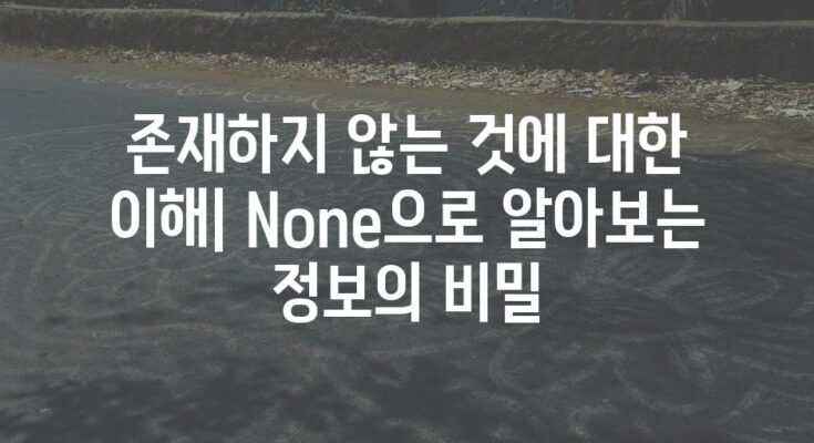 존재하지 않는 것에 대한 이해| None으로 알아보는 정보의 비밀