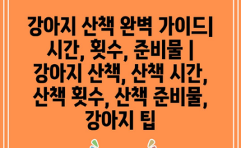 강아지 산책 완벽 가이드| 시간, 횟수, 준비물 | 강아지 산책, 산책 시간, 산책 횟수, 산책 준비물, 강아지 팁