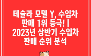 테슬라 모델 Y, 수입차 판매 1위 등극! | 2023년 상반기 수입차 판매 순위 분석