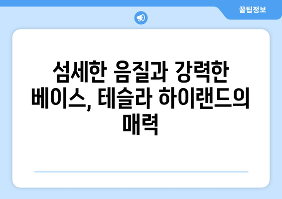 테슬라 하이랜드 사운드 시스템, 놀라운 음질의 비밀 | 오디오 성능, 혁신 기술, 몰입감 있는 사운드 경험