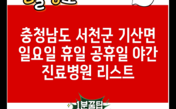 충청남도 서천군 기산면 일요일 휴일 공휴일 야간 진료병원 리스트