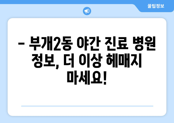 인천시 부평구 부개2동 일요일 휴일 공휴일 야간 진료병원 리스트