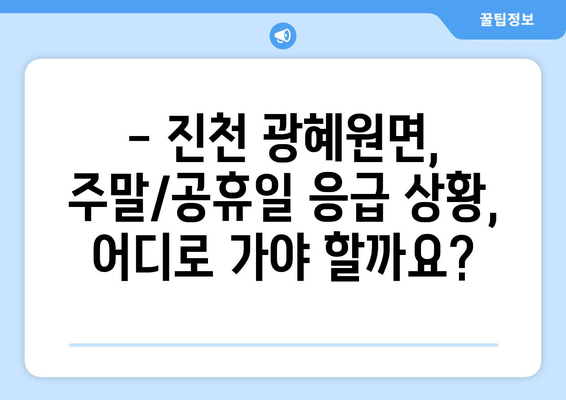 충청북도 진천군 광혜원면 일요일 휴일 공휴일 야간 진료병원 리스트