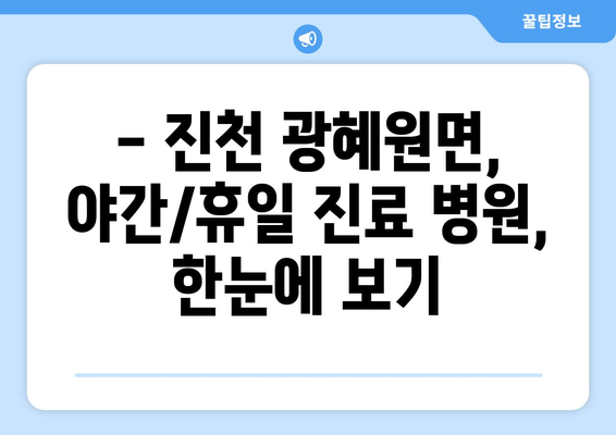 충청북도 진천군 광혜원면 일요일 휴일 공휴일 야간 진료병원 리스트