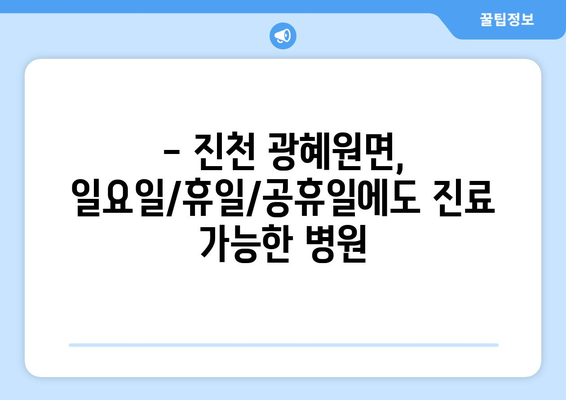 충청북도 진천군 광혜원면 일요일 휴일 공휴일 야간 진료병원 리스트