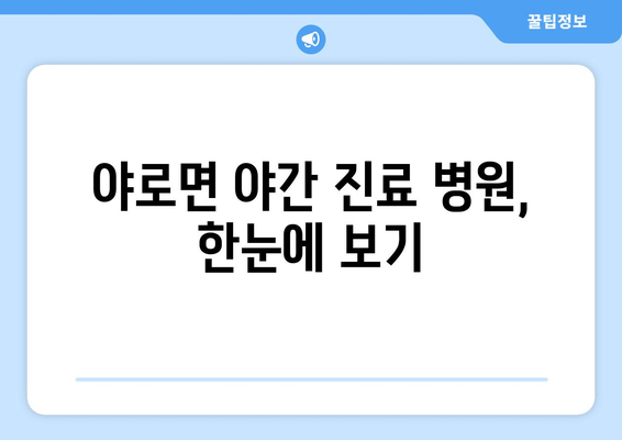 경상남도 합천군 야로면 일요일 휴일 공휴일 야간 진료병원 리스트