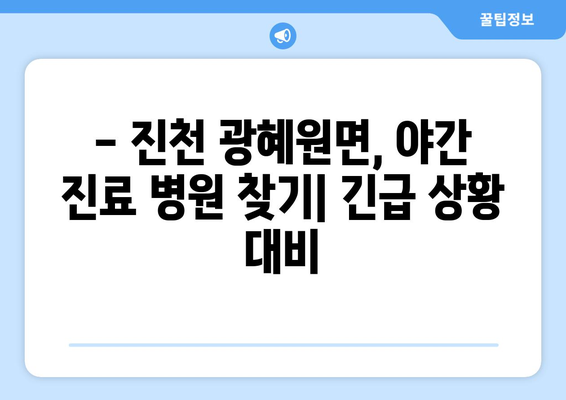 충청북도 진천군 광혜원면 일요일 휴일 공휴일 야간 진료병원 리스트