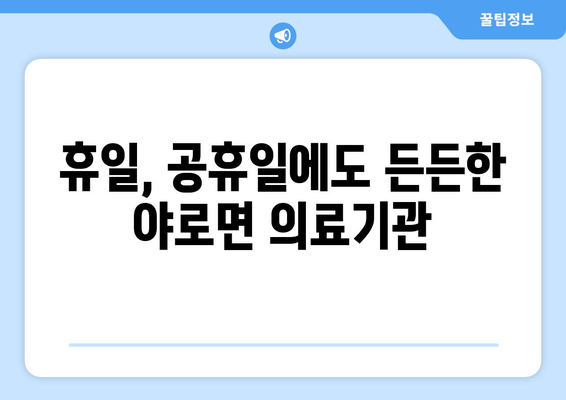 경상남도 합천군 야로면 일요일 휴일 공휴일 야간 진료병원 리스트