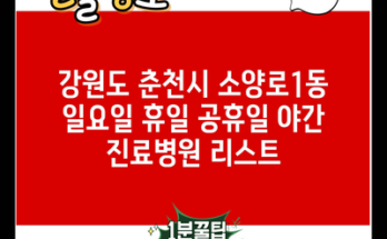 강원도 춘천시 소양로1동 일요일 휴일 공휴일 야간 진료병원 리스트