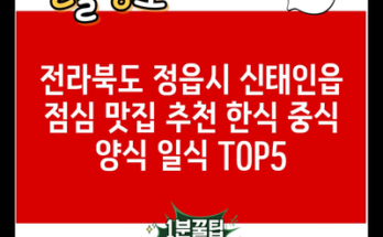 전라북도 정읍시 신태인읍 점심 맛집 추천 한식 중식 양식 일식 TOP5