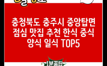 충청북도 충주시 중앙탑면 점심 맛집 추천 한식 중식 양식 일식 TOP5