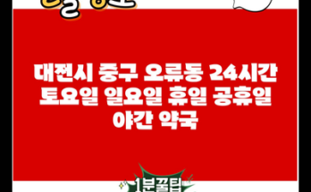 대전시 중구 오류동 24시간 토요일 일요일 휴일 공휴일 야간 약국