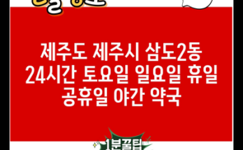 제주도 제주시 삼도2동 24시간 토요일 일요일 휴일 공휴일 야간 약국