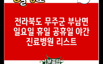 전라북도 무주군 부남면 일요일 휴일 공휴일 야간 진료병원 리스트