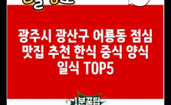 광주시 광산구 어룡동 점심 맛집 추천 한식 중식 양식 일식 TOP5