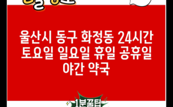 울산시 동구 화정동 24시간 토요일 일요일 휴일 공휴일 야간 약국