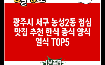 광주시 서구 농성2동 점심 맛집 추천 한식 중식 양식 일식 TOP5