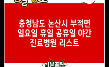 충청남도 논산시 부적면 일요일 휴일 공휴일 야간 진료병원 리스트