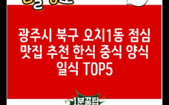 광주시 북구 오치1동 점심 맛집 추천 한식 중식 양식 일식 TOP5