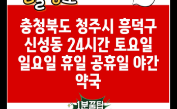 충청북도 청주시 흥덕구 신성동 24시간 토요일 일요일 휴일 공휴일 야간 약국