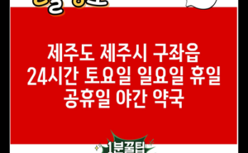 제주도 제주시 구좌읍 24시간 토요일 일요일 휴일 공휴일 야간 약국