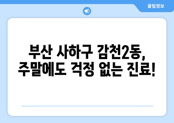 부산시 사하구 감천2동 일요일 휴일 공휴일 야간 진료병원 리스트