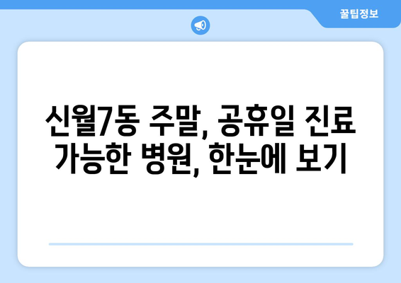 서울시 양천구 신월7동 일요일 휴일 공휴일 야간 진료병원 리스트