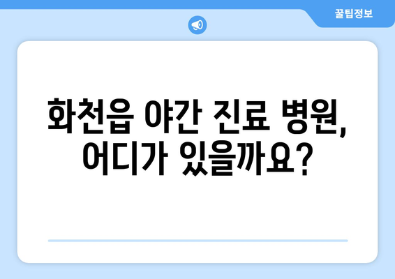 강원도 화천군 화천읍 일요일 휴일 공휴일 야간 진료병원 리스트