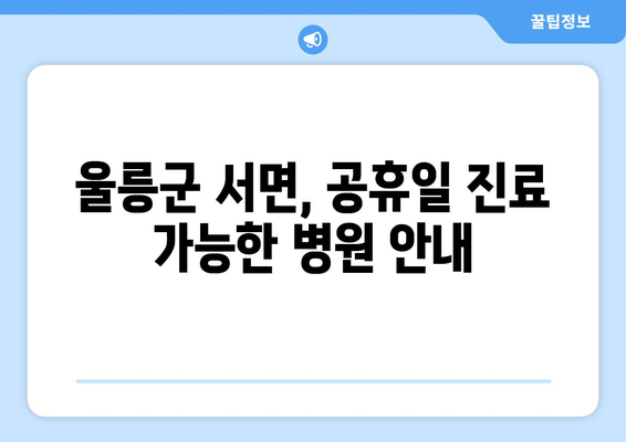 경상북도 울릉군 서면 일요일 휴일 공휴일 야간 진료병원 리스트