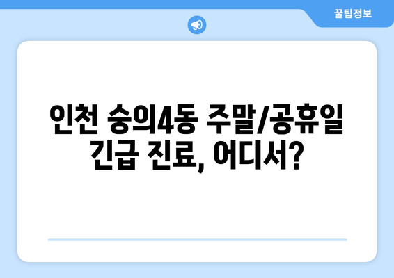 인천시 미추홀구 숭의4동 일요일 휴일 공휴일 야간 진료병원 리스트