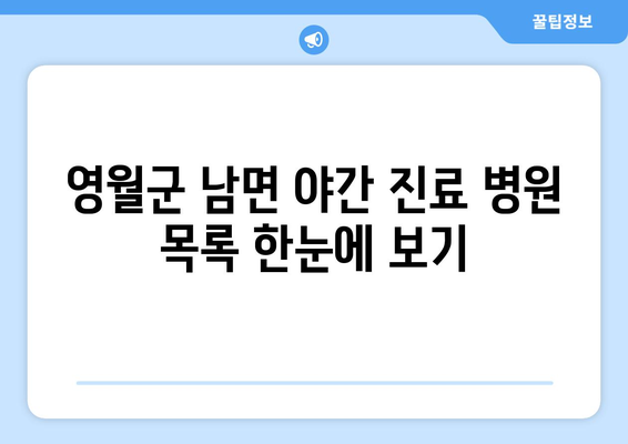 강원도 영월군 남면 일요일 휴일 공휴일 야간 진료병원 리스트