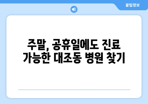 서울시 은평구 대조동 일요일 휴일 공휴일 야간 진료병원 리스트