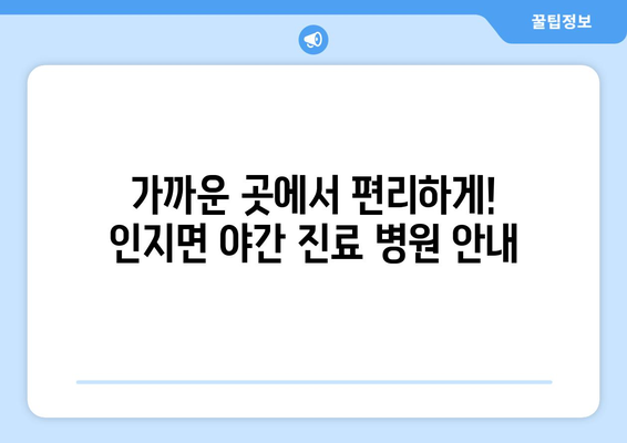 충청남도 서산시 인지면 일요일 휴일 공휴일 야간 진료병원 리스트