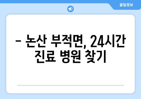 충청남도 논산시 부적면 일요일 휴일 공휴일 야간 진료병원 리스트