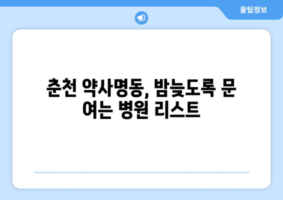 강원도 춘천시 약사명동 일요일 휴일 공휴일 야간 진료병원 리스트