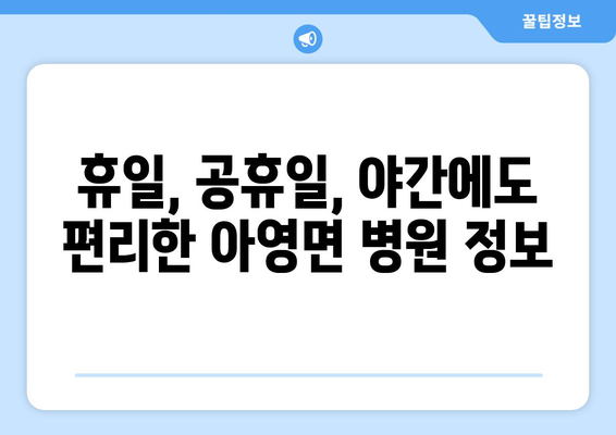 전라북도 남원시 아영면 일요일 휴일 공휴일 야간 진료병원 리스트