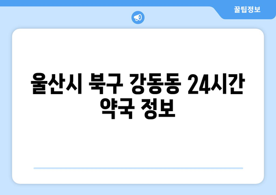 울산시 북구 강동동 24시간 토요일 일요일 휴일 공휴일 야간 약국