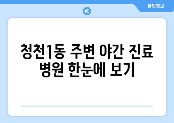 인천시 부평구 청천1동 일요일 휴일 공휴일 야간 진료병원 리스트