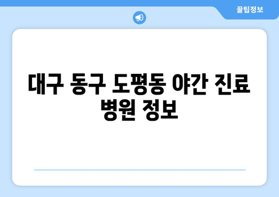 대구시 동구 도평동 일요일 휴일 공휴일 야간 진료병원 리스트