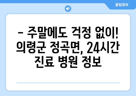 경상남도 의령군 정곡면 일요일 휴일 공휴일 야간 진료병원 리스트